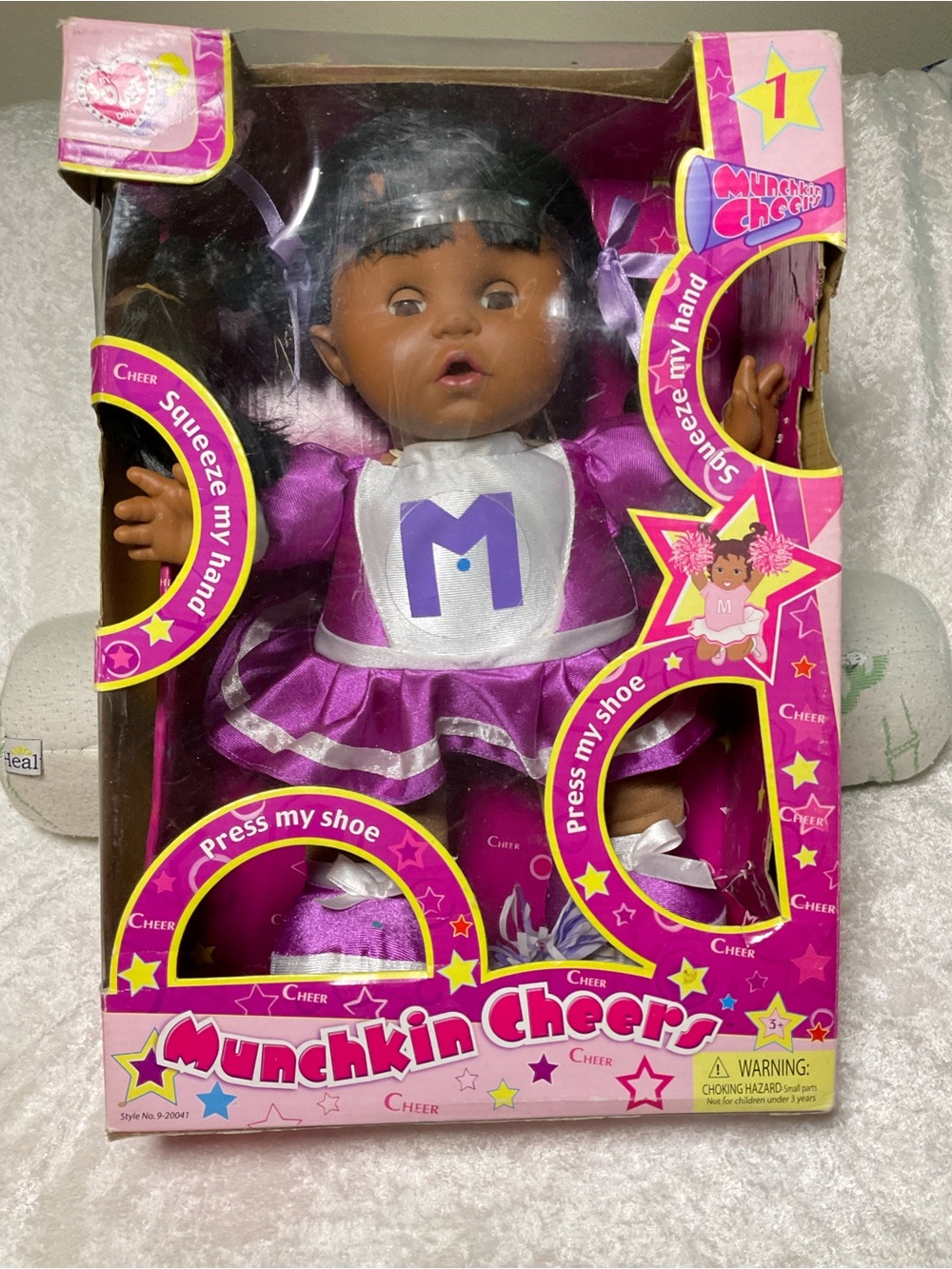 Munchkin Cheer Doll in Purple and White Outfit